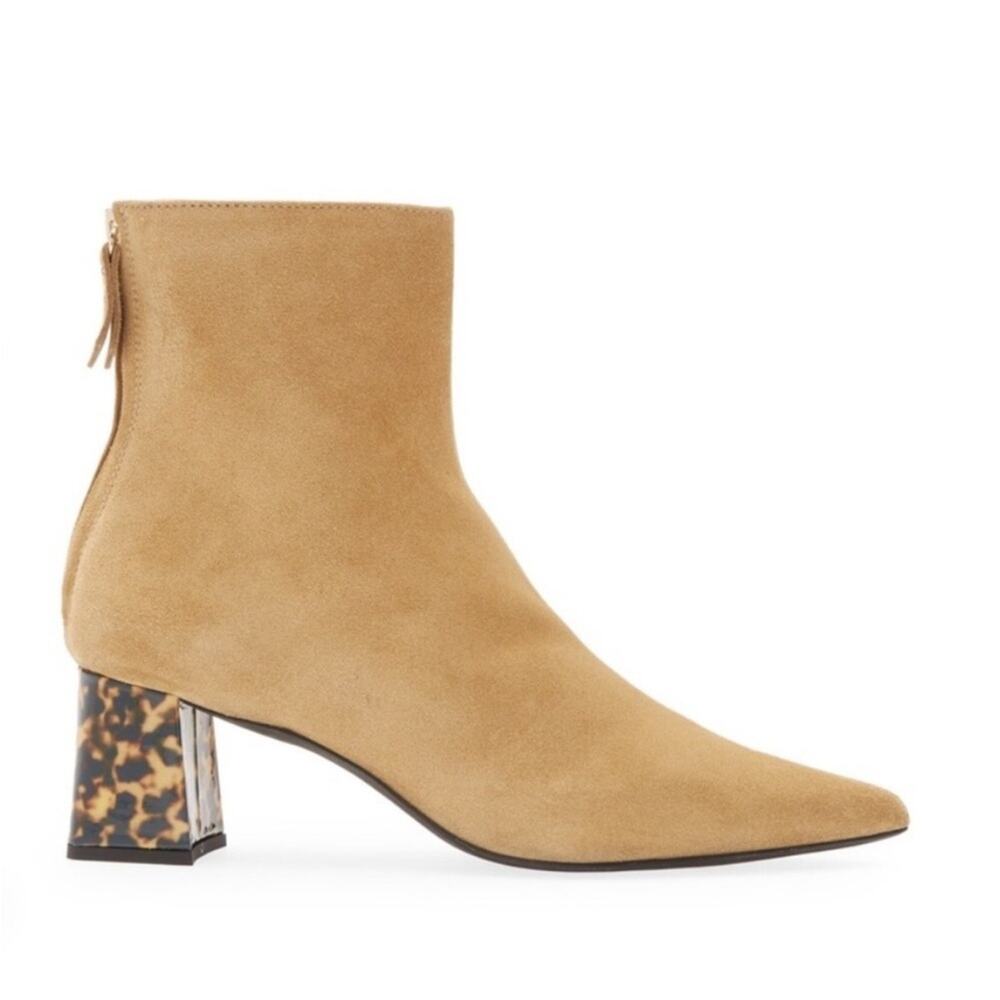 AGL Nora Camel Suede Pointed Toe Ankle Bootie 7.5